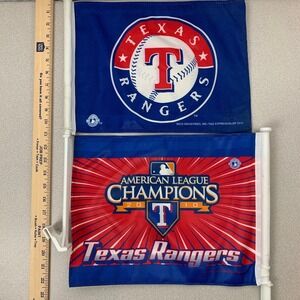 2x MLB 2010 Rico Texas Rangers 11"‎ X 14" Window Mount 2-Sided Car Flag